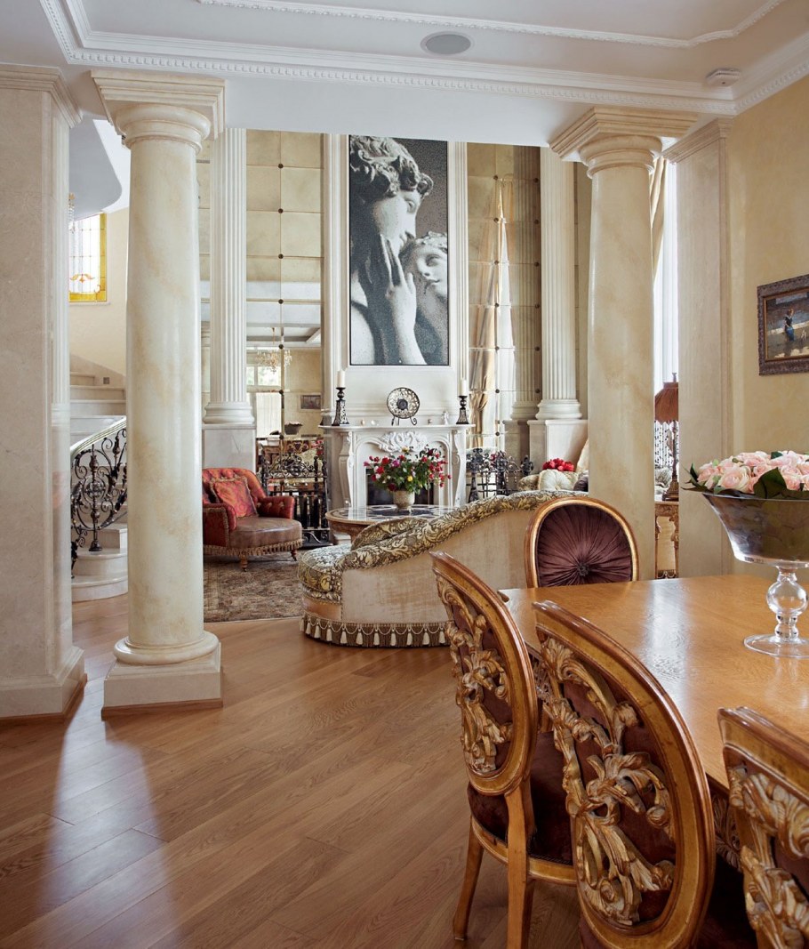 Колонны в интерьере гостиной