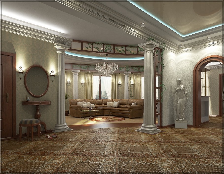 Холл с колоннами в классическом стиле
