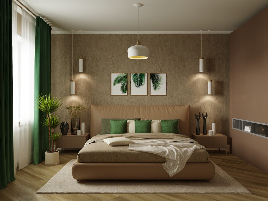 Гостиная в зеленых тонах