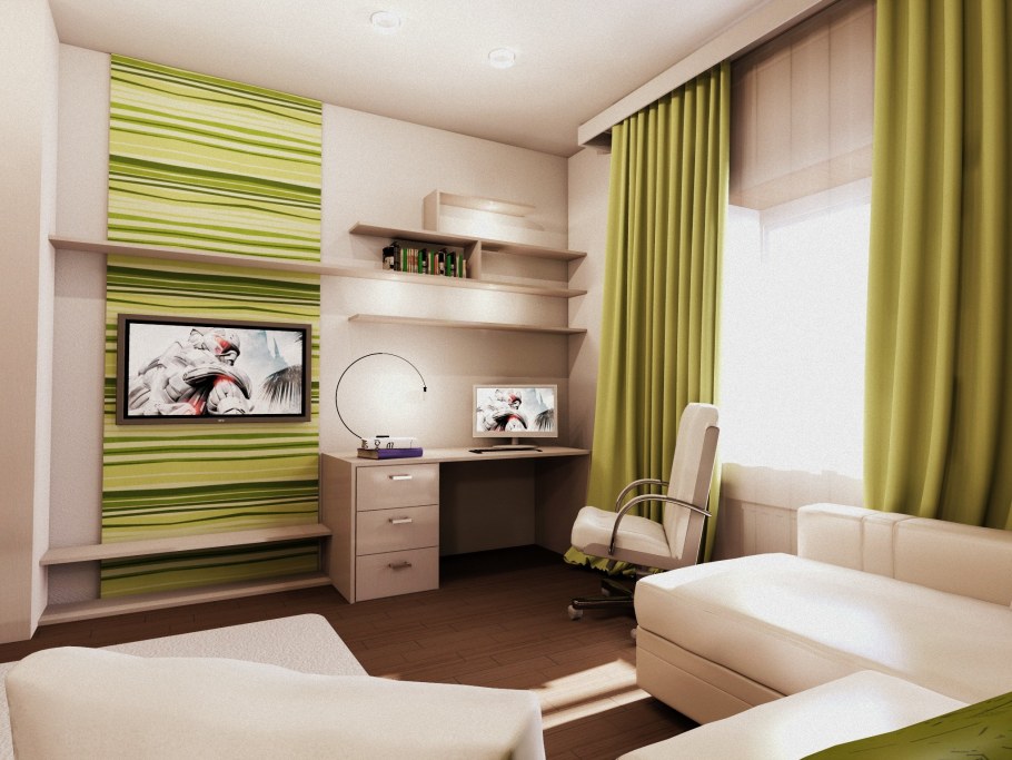 Гостиная спальня с рабочим местом