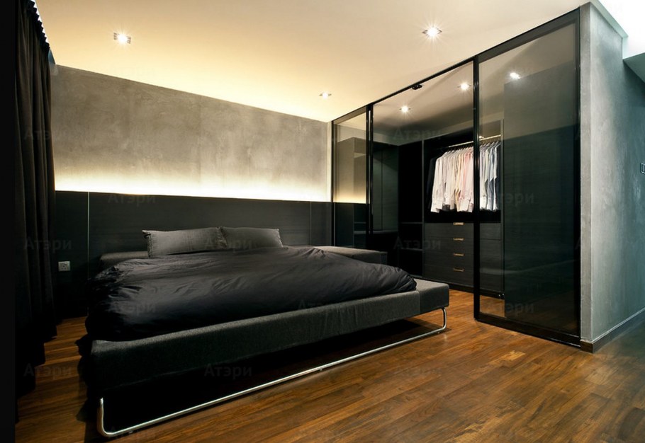 Мужская спальня с гардеробной