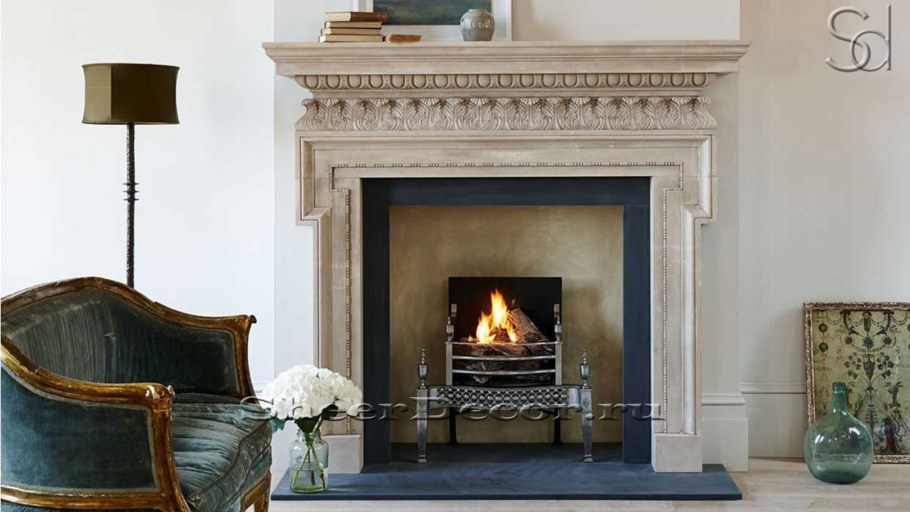 Мраморный камин в интерьере