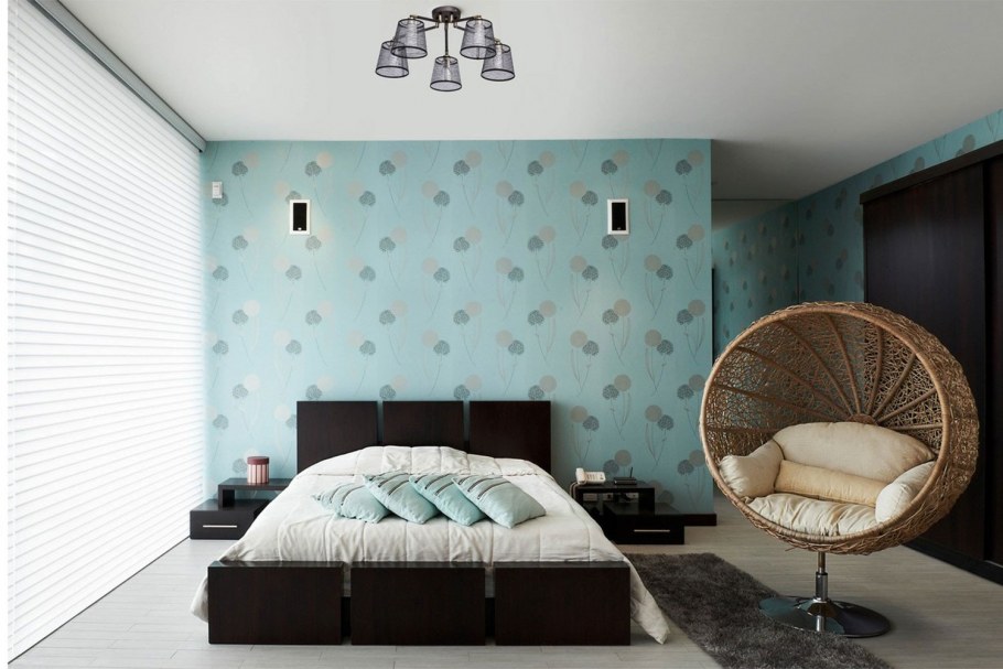 Бирюзовые стены в спальне
