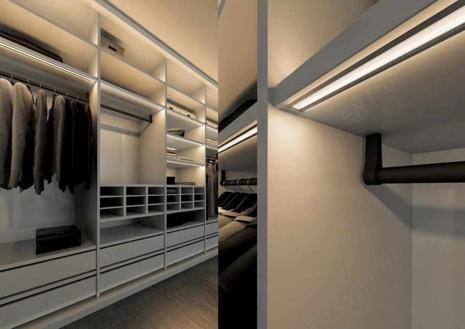 Освещение в гардеробной комнате