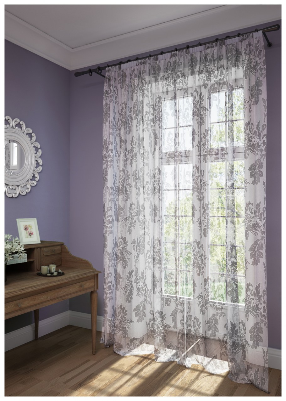 Тюль с узором в интерьере