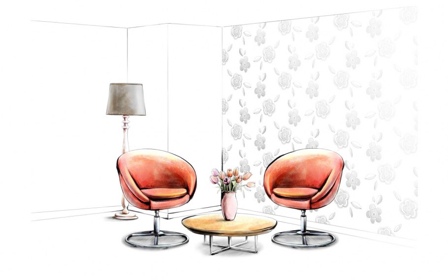 Интерьер на белом фоне