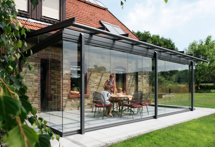 Стеклянная крыша для террасы