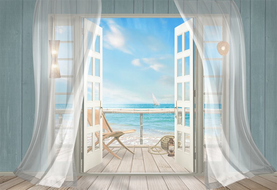 Фреска вид из окна на море