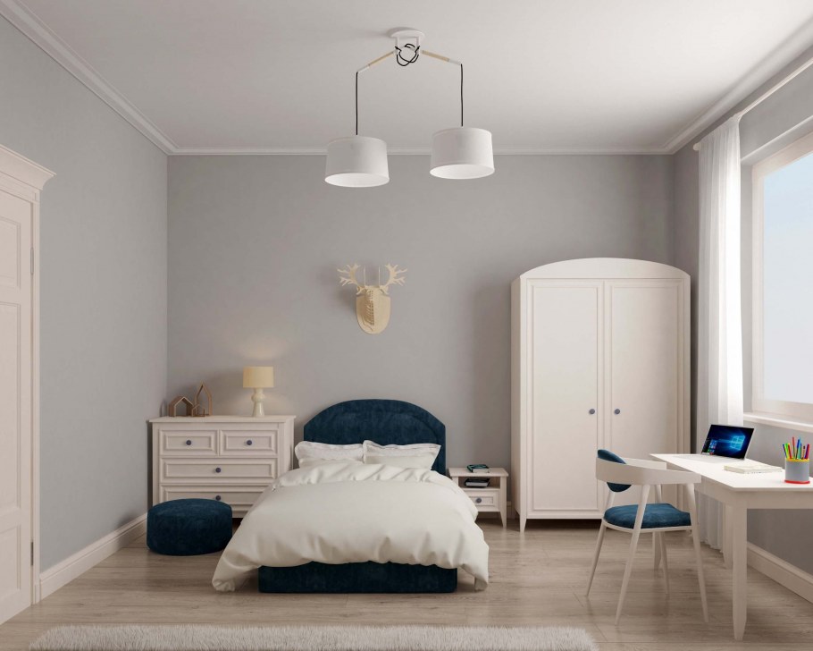 Интерьер детской с белой мебелью в 8 кв м