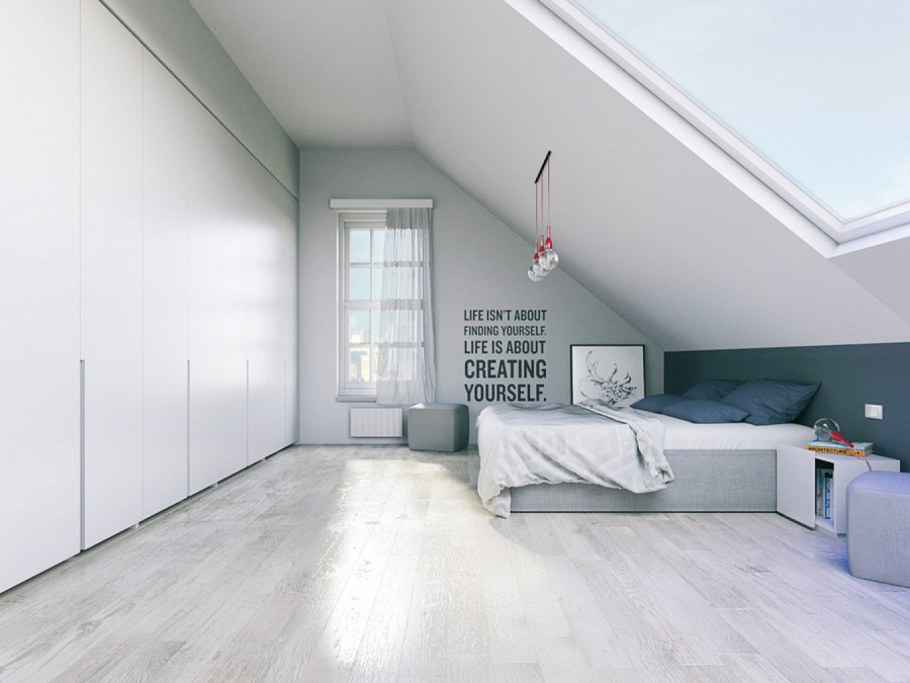 Спальня на мансарде в стиле Минимализм