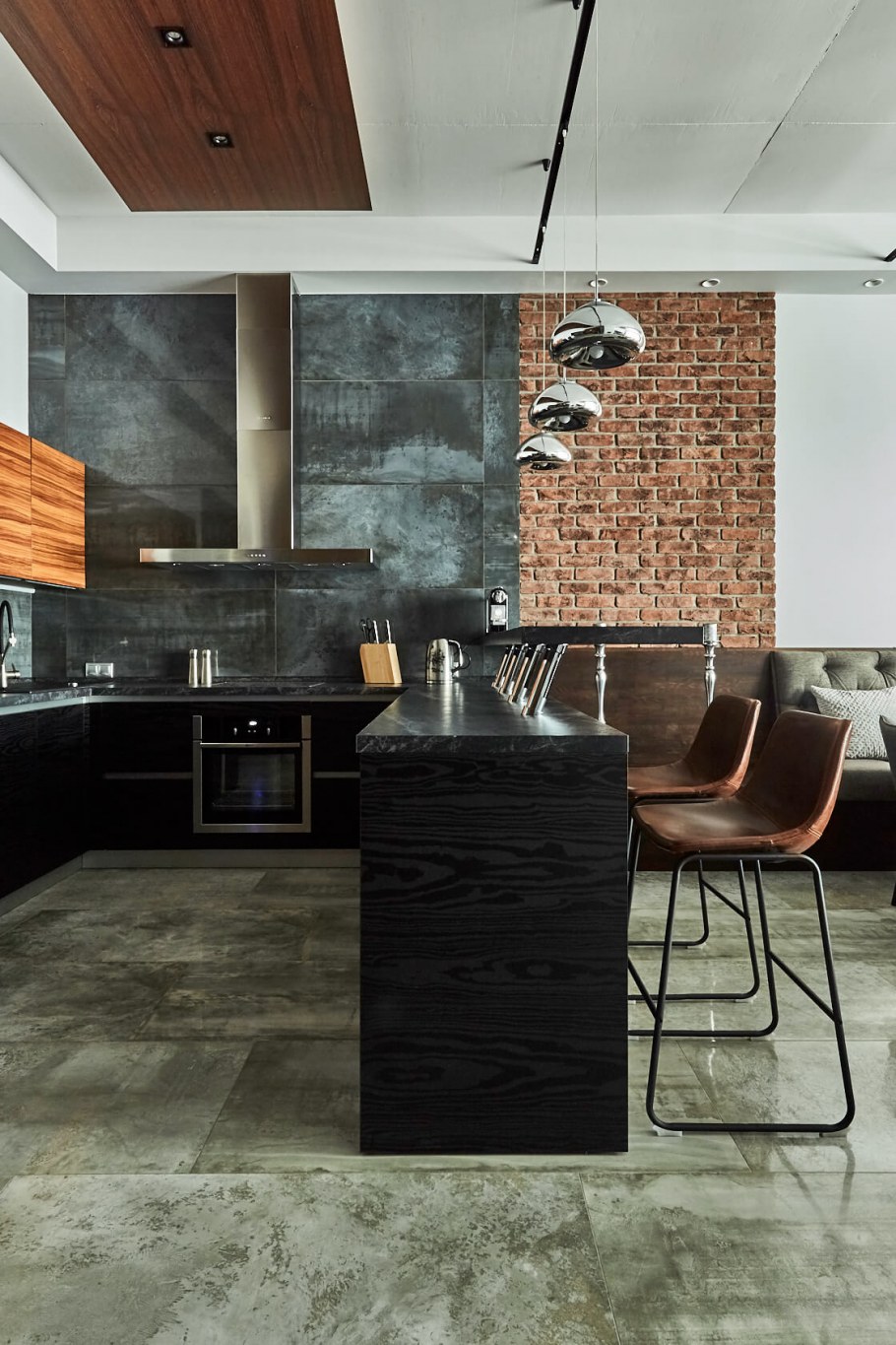 Кухня лофт мрамор