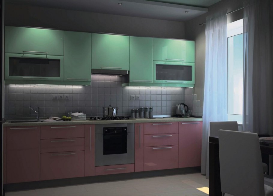Зеленая матовая кухня