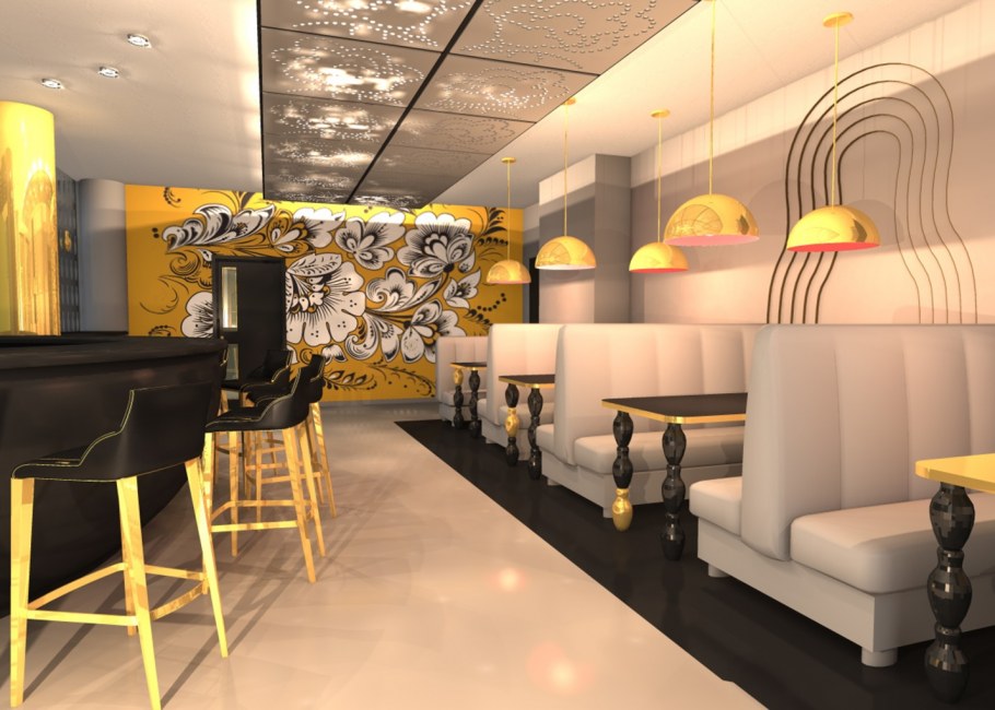 Авангард в интерьере кафе