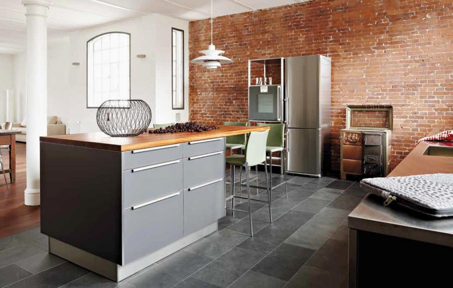 Кухни лофт дерево бетон