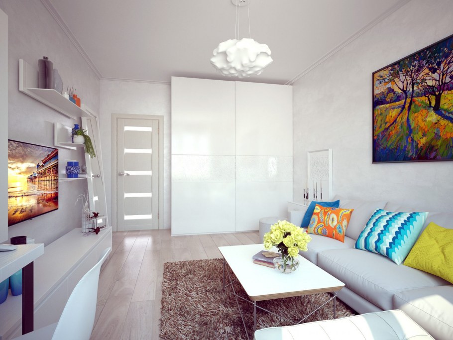 Гостиная с яркими акцентами