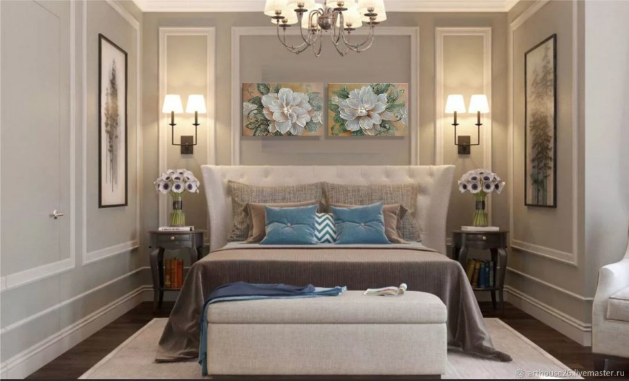 Молдинги в спальне