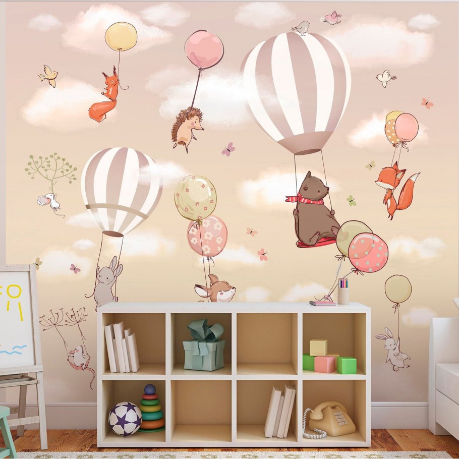 Фотообои с воздушными шарами в интерьере