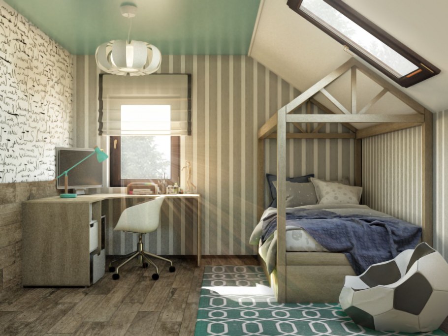 Комната для мальчика на мансарде