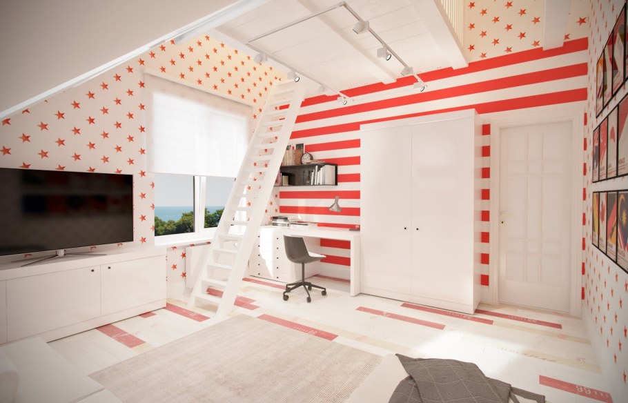 Детская на мансарде для подростка