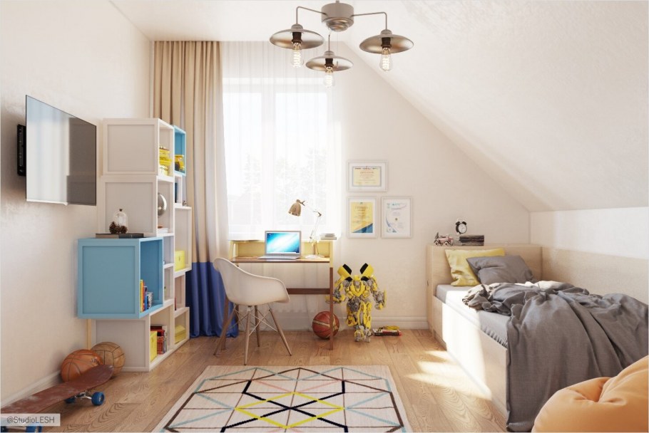 Комната для мальчика на мансарде