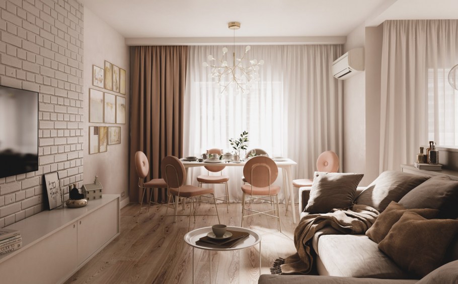 Гостиная в спокойных тонах