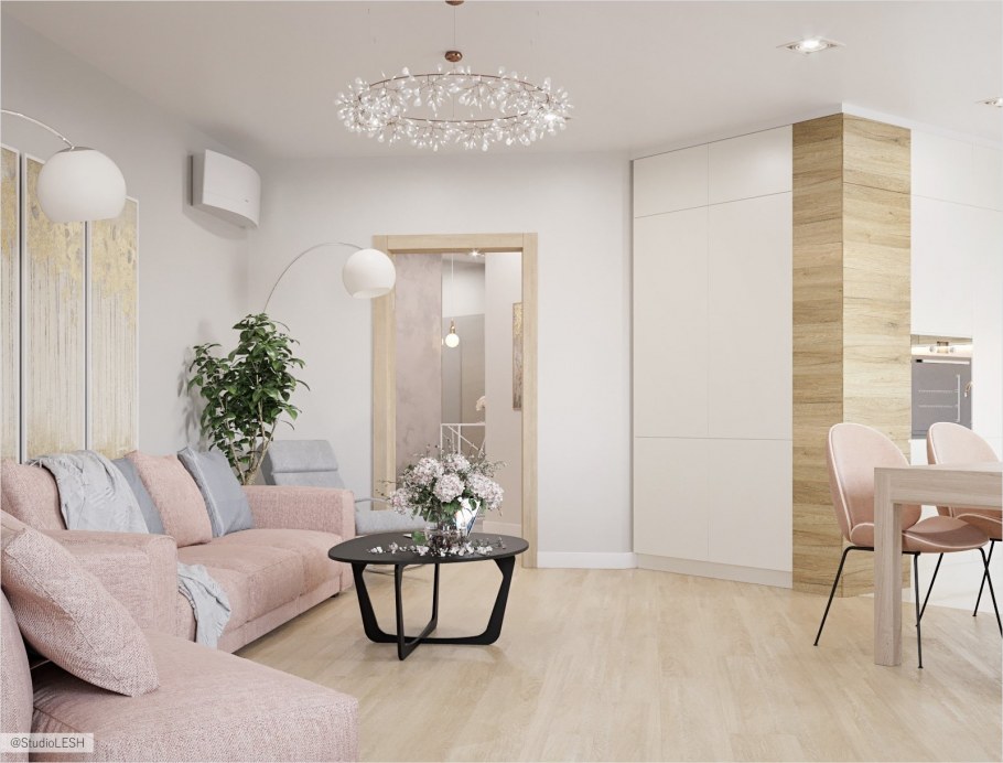 Гостиная в пастельных тонах