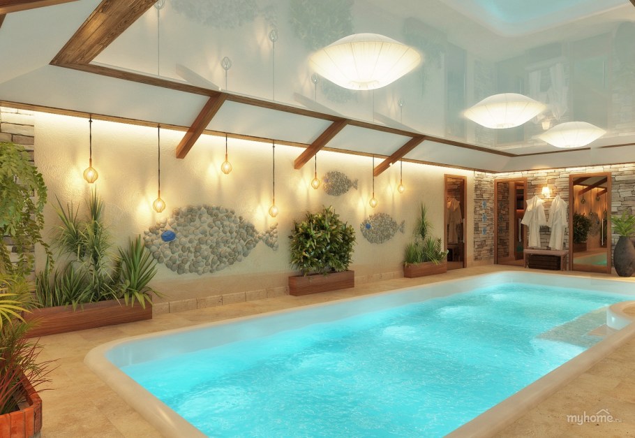 Бассейн с баней в частном доме