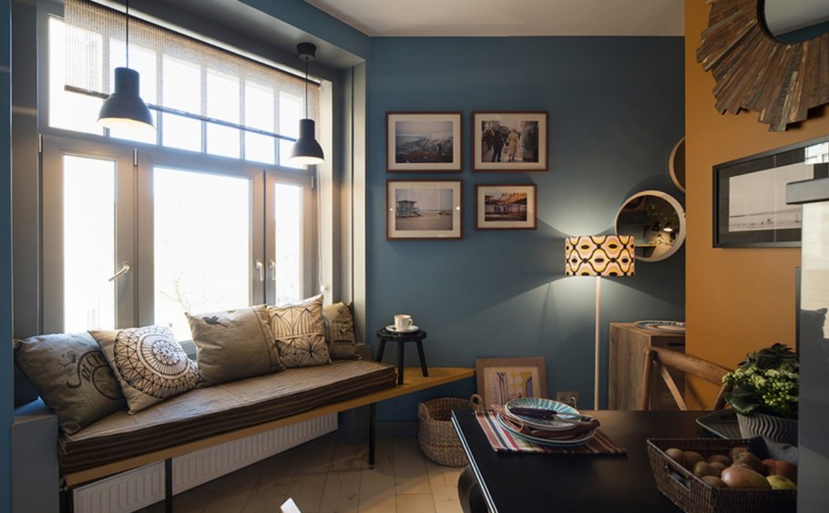 Подоконник под диван в интерьере квартиры