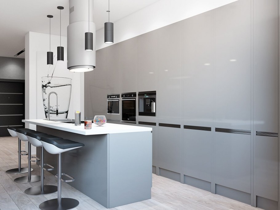 Кухня в холодных тонах