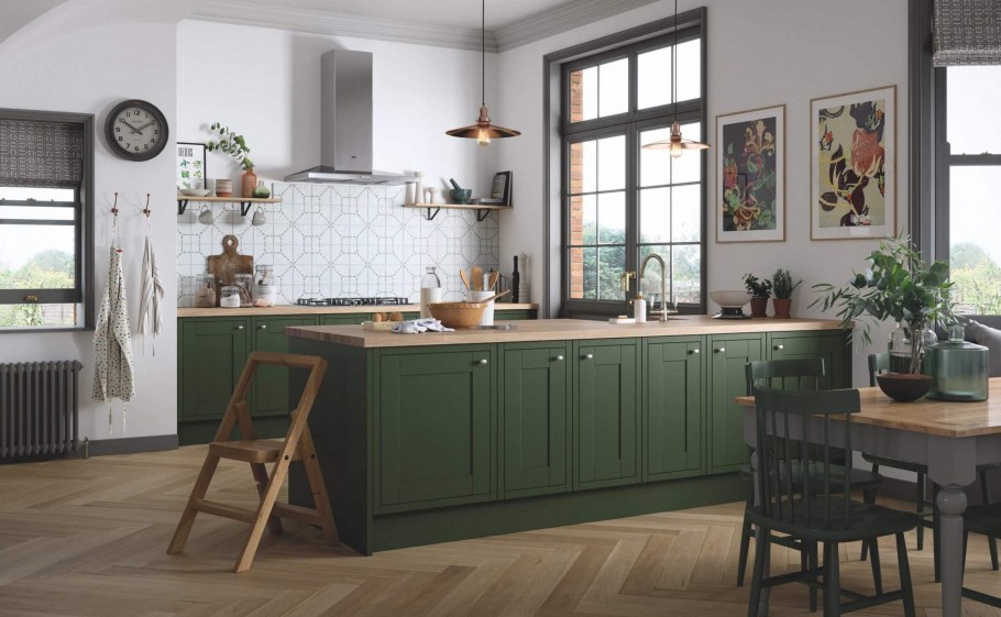 Кухня икеа зеленая Будбин