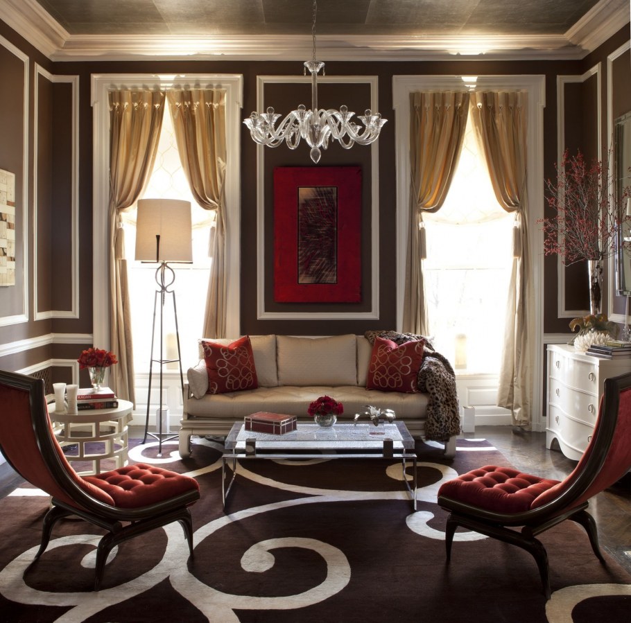 Спальня в бордово золотых тонах