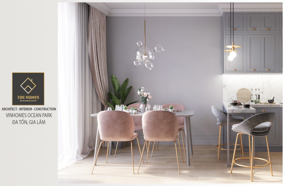 Цвет пыльной розы в интерьере кухни