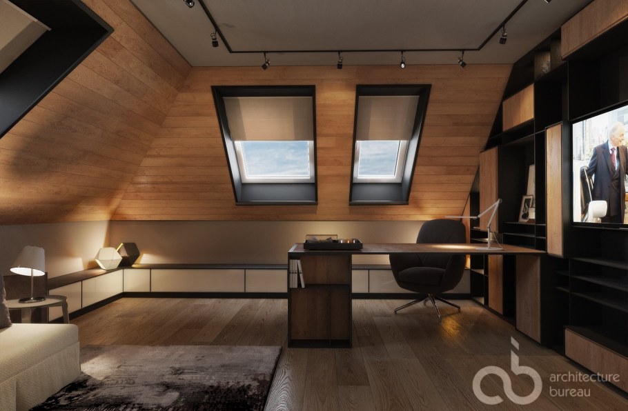 Стильный интерьер мансарды