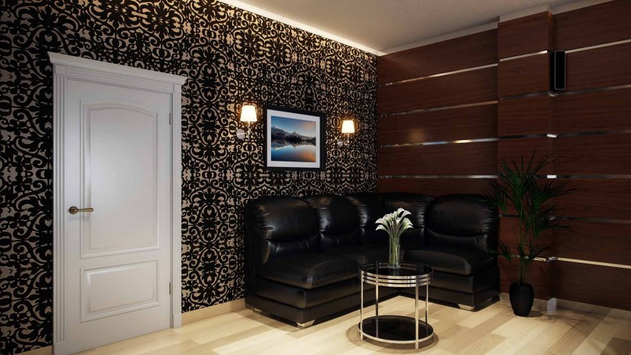 Обои для зала в квартире комбинированные