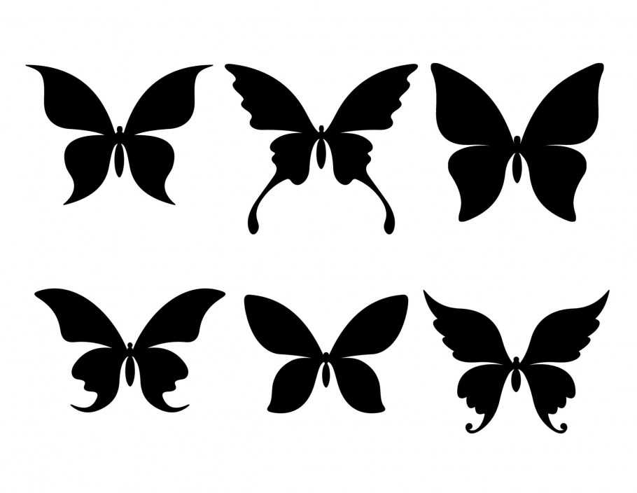 Контуры бабочек для декора