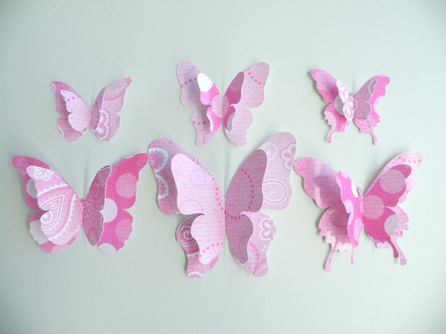 Объемные бабочки из бумаги на стену