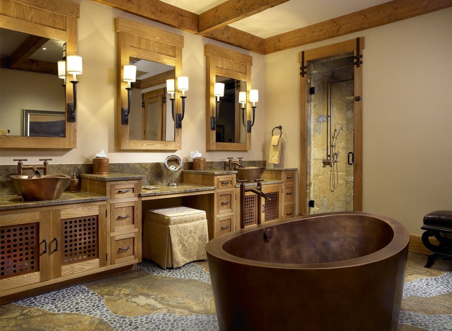 Ванна в деревенском стиле