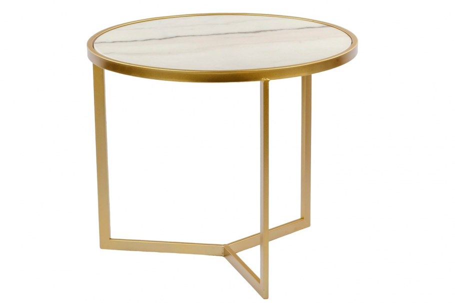 MK-6919-WM стол Венера белый мрамор+золото