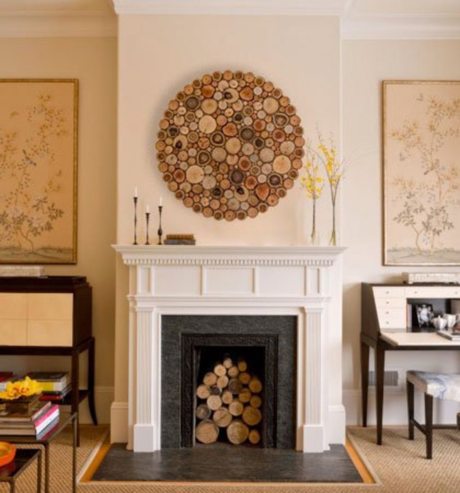 Панно над камином деревянное