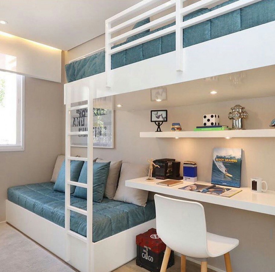 Планировка детской с двухъярусной кроватью