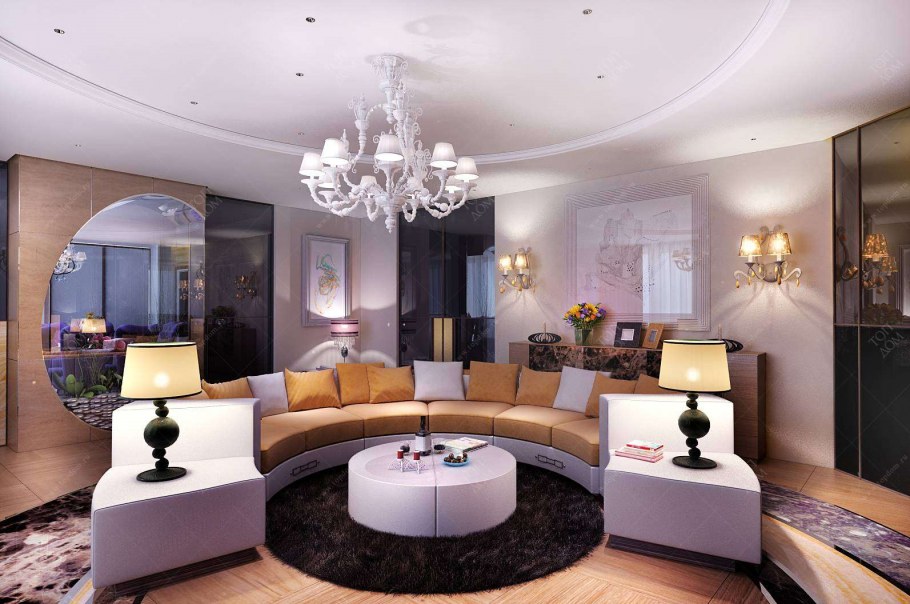 Интерьер полукруглой гостиной