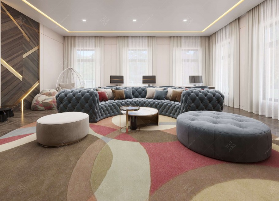 Круглая кровать на подиуме