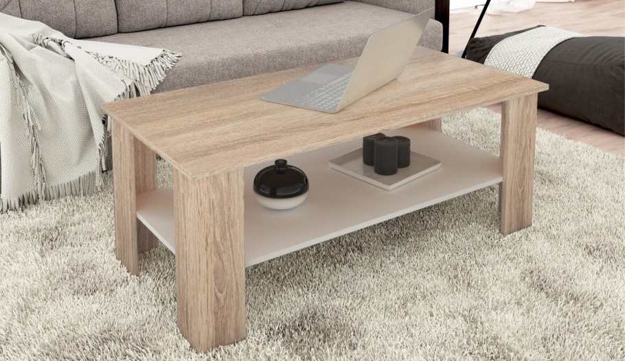 Стол журнальный стелс 110 дуб сонома/белый