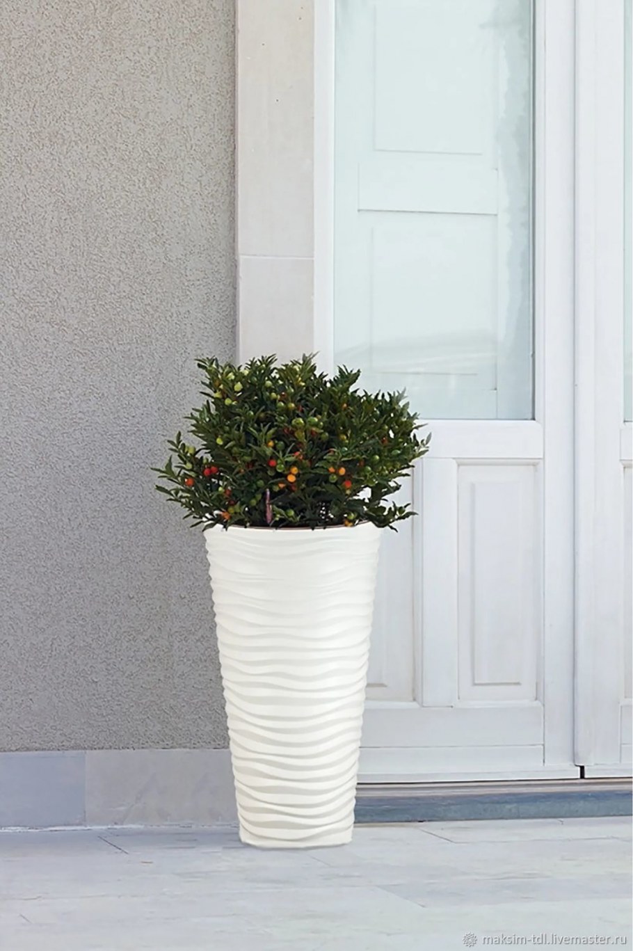 Кашпо idea Дюна ø34 h63 см v42 л пластик белый