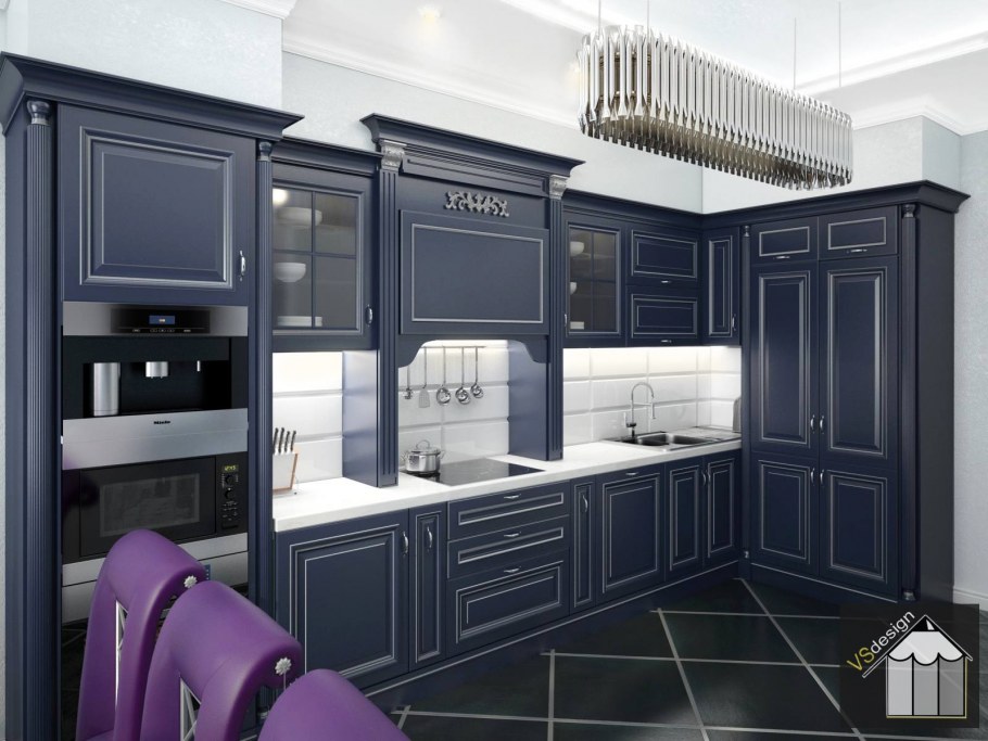 Классическая кухня в холодных тонах