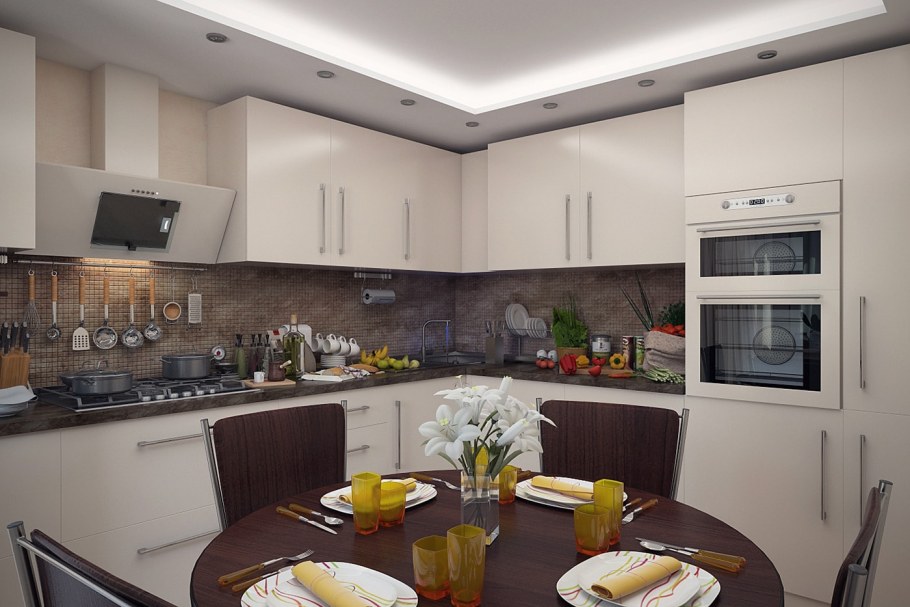 Интерьер угловой кухни