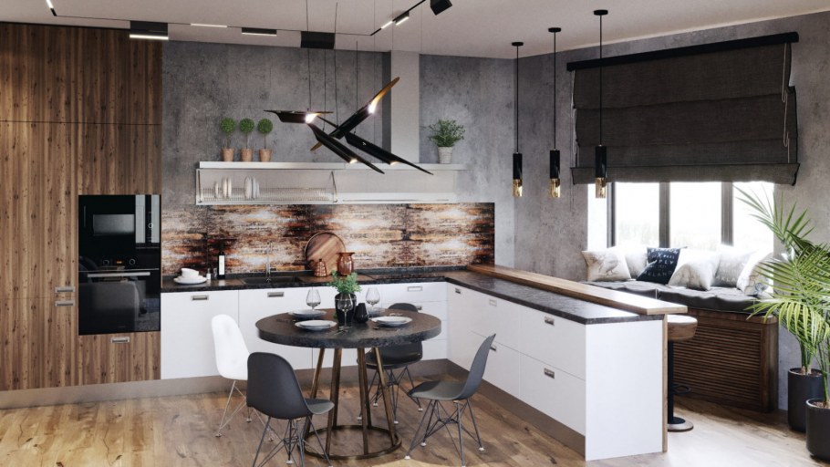 Шторы на кухню в стиле лофт