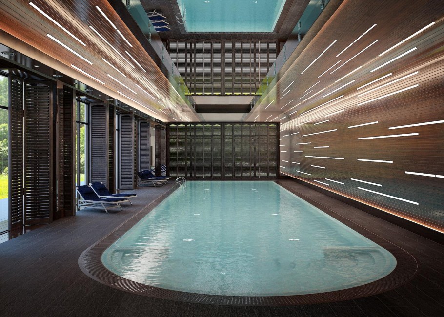 Современный бассейн в доме