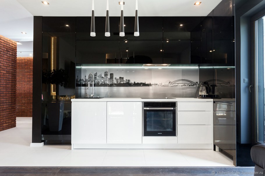 Кухня черно-белая дизайн