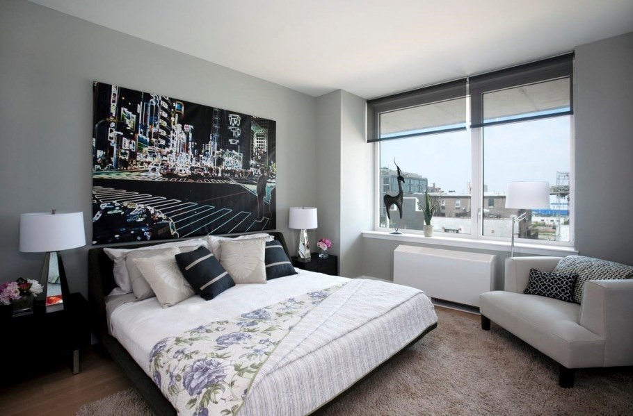 Спальня в серо черных тонах
